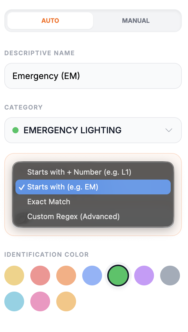 Auto-detect rule configuration
